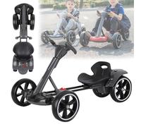 Kart à Pédales pour Enfants, Kart Electrique 3-8 Ans 5km/H avec Siège Réglable sur 2 Positions Et 4 Roues Antidérapantes, Marche Avant Et Arrière, Charge Maximale 30kg (Black, Extended)