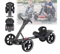 Kart à Pédales pour Enfants, Kart Electrique 3-8 Ans 5km/H avec Siège Réglable sur 2 Positions Et 4 Roues Antidérapantes, Marche Avant Et Arrière, Charge Maximale 30kg (Black, Regular)