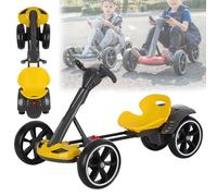 Kart à Pédales pour Enfants, Kart Electrique 3-8 Ans 5km/H avec Siège Réglable sur 2 Positions Et 4 Roues Antidérapantes, Marche Avant Et Arrière, Charge Maximale 30kg (Yellow, Extended)