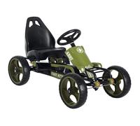 HomCom Kart à pédales enfant Militaire Siège réglable Frein manuel Roues AR EVA Acier Vert/Noir