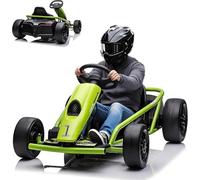 Kart drift haute performance pour enfants de 8 à 12 ans : moteurs 24 V et 2 x 300 W, fonction musicale, démarrage en douceur, siège spacieux, ceinture de sécurité, véhicule électrique robuste pour ext