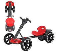 Kart électrique pliable pour enfants, kart à pédale de 3 à 8 ans jusqu'à 30 kg, voiture de course autoportée pour filles et garçons avec pneus EVA, siège réglable, vitesse de 3 km/h pour intérieur et