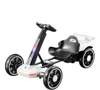 Kart électrique Pliable pour Enfants, Voitures alimentées par Batterie 12 V pour Enfants avec télécommande, Karts à pédales avec Musique/lumières, Jouet à chevaucher pour,Blanc