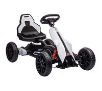 HOMCOM Kart électrique pour Enfant 12V - Vitesse réglable 3-5km/h pour Enfants de 3 à 8 Ans - siège réglable Ceinture de sécurité et 5 Roues - Blanc