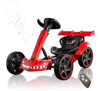 Kart électrique pour enfants, kart pliable 12 V, kart à pédales avec siège réglable, musique, roues pliables, kart de drift à une vitesse de 8 mph, kart à pédales pour garçons et filles.,Rouge