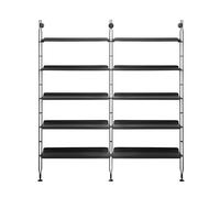 KARTELL bibliothèque murale avec 10 étagères de 90 cm ADAM WOOD (Frêne noir - Bois courbé et acier peint en noir)