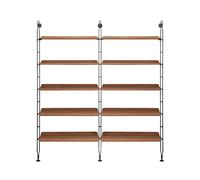 KARTELL bibliothèque murale avec 10 étagères de 90 cm ADAM WOOD (Placage foncé - Bois courbé et acier peint en noir)