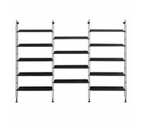 KARTELL bibliothèque murale avec 14 étagères de 90 cm ADAM WOOD (Frêne noir - Bois courbé et acier peint en noir)