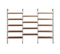 KARTELL bibliothèque murale avec 14 étagères de 90 cm ADAM WOOD (Placage foncé - Bois courbé et acier peint en noir)