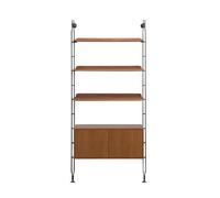 KARTELL bibliothèque murale avec 3 étagères de 90 cm et 1 conteneur ADAM WOOD (Placage foncé - Bois courbé et acier peint en noir)