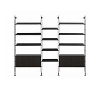 KARTELL bibliothèque murale avec 6 étagères de 90 cm, 4 étagères de 60 cm et 2 conteneurs ADAM WOOD (Frêne noir - Bois courbé et acier peint en [...]