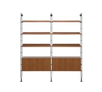 KARTELL bibliothèque murale avec 6 étagères de 90 cm et 2 conteneurs ADAM WOOD (Placage foncé - Bois courbé et acier peint en noir)