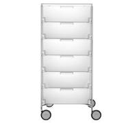 KARTELL meuble avec roues et 6 tiroirs MOBIL (Glace - PMMA opaline)