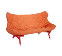 KARTELL canapé FOLIAGE (Revêtement orange - pieds rouges - siège en tissu Trevira - Pieds en fer verni)