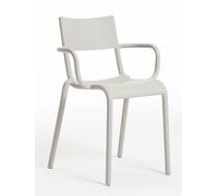 Kartell Chaise à accoudoirs Generic A, Designer Philippe Starck, Gris, Set de 2, 79 x 52,5 x 52 cm