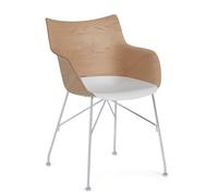 KARTELL chaise avec accoudoirs Q/WOOD (Clair, base chromée - bois palqué, polymère renforcé thermoplastique et acier)