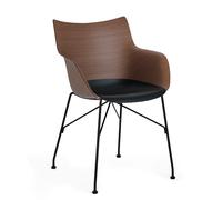 KARTELL chaise avec accoudoirs Q/WOOD (Foncé, base noire - bois palqué, polymère renforcé thermoplastique et acier)