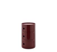 Kartell Componibili Big, Meuble Conteneur 3 éléments, Diamètre 42 cm, Bordeaux