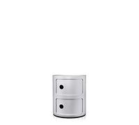 Kartell Componibili, Conteneur 2 éléments, Argent Mat, Base Ronde | Kartell Componibili 2 Elementi Silver 04966/SI - Comodino di DesignIl Kartell Componibili 2 Elementi Silver 04966/SI è un m