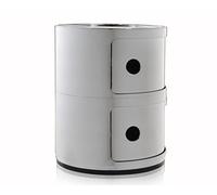 Kartell Componibili, Conteneur 2 éléments, Chrome, Base Ronde | Cassettiera a due elementi della linea Componibile. Mobile contenitore verticale che sovrappone più elementi, da utilizzare