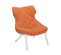 KARTELL fauteuil FOLIAGE (Revêtement orange - pieds blancs - siège en tissu Trevira - Pieds en fer verni)