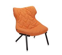 KARTELL fauteuil FOLIAGE (Revêtement orange - pieds noirs - siège en tissu Trevira - Pieds en fer verni)