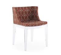 KARTELL fauteuil MADEMOISELLE RUBELLI QUATREFOIL (Base transparent, assise marron - Tissu et polycarbonate)
