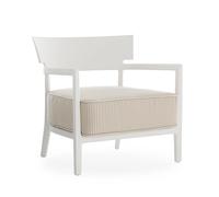 KARTELL fauteuil pour l'éxterieur CARA OUTDOOR MAT (Blanc / Beige - Polycarbonate peint doux au toucher et tissu en fibre teintée)
