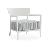 KARTELL fauteuil pour l'éxterieur CARA OUTDOOR MAT (Blanc / Rayures vertes - Polycarbonate peint doux au toucher et tissu en fibre teintée)