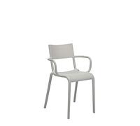 Kartell Chaise à accoudoirs Generic A, Designer Philippe Starck, Gris, Set de 2, 79 x 52,5 x 52 cm