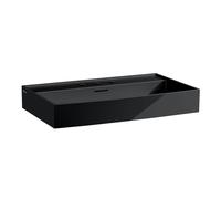 LAUFEN Kartell lavabo à encastrer, 3 trous pour robinet, avec trop-plein, 800x460mm, H8103360201081, Couleur: Noir brillant