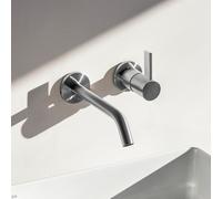 Laufen Kartell Mitigeur monocommandÃ© encastrÃ© 2 trous pour lavabo Simibox 2-point, bec fixe, saillie 175 mm, Coloris: acier inoxydable brossÃ© - H3113360901201