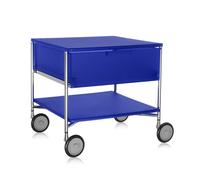 KARTELL meuble avec roues 1 tiroir et 1 étagère MOBIL (Cobalt - PMMA opaline)