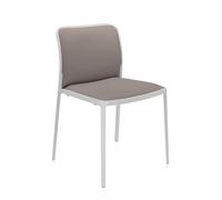 KARTELL set de 2 chaises AUDREY SOFT tissé TREVIRA (Structure peinte en blanc / Revêtement beige - aluminium / tissu Trevira)