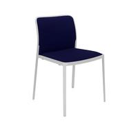 KARTELL set de 2 chaises AUDREY SOFT tissé TREVIRA (Structure peinte en blanc / Revêtement bleu - aluminium / tissu Trevira)