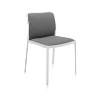 KARTELL set de 2 chaises AUDREY SOFT tissé TREVIRA (Structure peinte en blanc / Revêtement gris - aluminium / tissu Trevira)