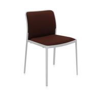 KARTELL set de 2 chaises AUDREY SOFT tissé TREVIRA (Structure peinte en blanc / Revêtement marron - aluminium / tissu Trevira)