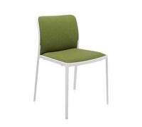 KARTELL set de 2 chaises AUDREY SOFT tissé TREVIRA (Structure peinte en blanc / Revêtement vert acide - aluminium / tissu Trevira)