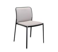 KARTELL set de 2 chaises AUDREY SOFT tissé TREVIRA (Structure peinte en noir/ Revêtement beige - aluminium / tissu Trevira)