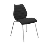 KARTELL set de 2 chaises MAUI SOFT TREVIRA (Noir - Tissu Trevira / Structure en acier chromé)