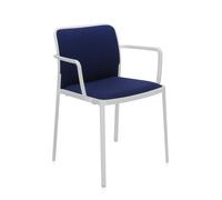 KARTELL set de 2 fauteuils AUDREY SOFT tissé TREVIRA (Structure peinte en blanc / Revêtement bleu - aluminium / tissu Trevira)