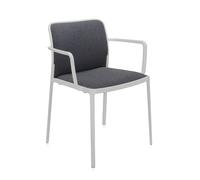 KARTELL set de 2 fauteuils AUDREY SOFT tissé TREVIRA (Structure peinte en blanc / Revêtement gris - aluminium / tissu Trevira)