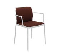 KARTELL set de 2 fauteuils AUDREY SOFT tissé TREVIRA (Structure peinte en blanc / Revêtement marron - aluminium / tissu Trevira)