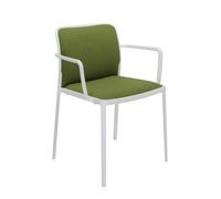 KARTELL set de 2 fauteuils AUDREY SOFT tissé TREVIRA (Structure peinte en blanc / Revêtement vert acide - aluminium / tissu Trevira)
