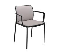 KARTELL set de 2 fauteuils AUDREY SOFT tissé TREVIRA (Structure peinte en noir/ Revêtement beige - aluminium / tissu Trevira)