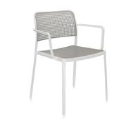 KARTELL set de 2 fauteuils AUDREY (Structure peinte en blanc / Assise gris clair - aluminium / polypropylène)