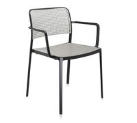 KARTELL set de 2 fauteuils AUDREY (Structure peinte en noir/ Assise gris clair - aluminium / polypropylène)