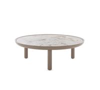 KARTELL table basse K-TOP Ø 105 x H 35 cm (Toundra naturelle / Colombe - Céramique effet marbre, piètement en MDF et chêne laqué polyester)