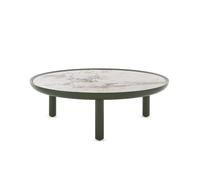 KARTELL table basse K-TOP Ø 105 x H 35 cm (Symphonie / Vert - Céramique effet marbre, piètement en MDF et chêne laqué polyester)