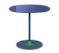 KARTELL table basse THIERRY 45 x 45 cm (Bleu - Verre trempé peint au dos et acier peint)